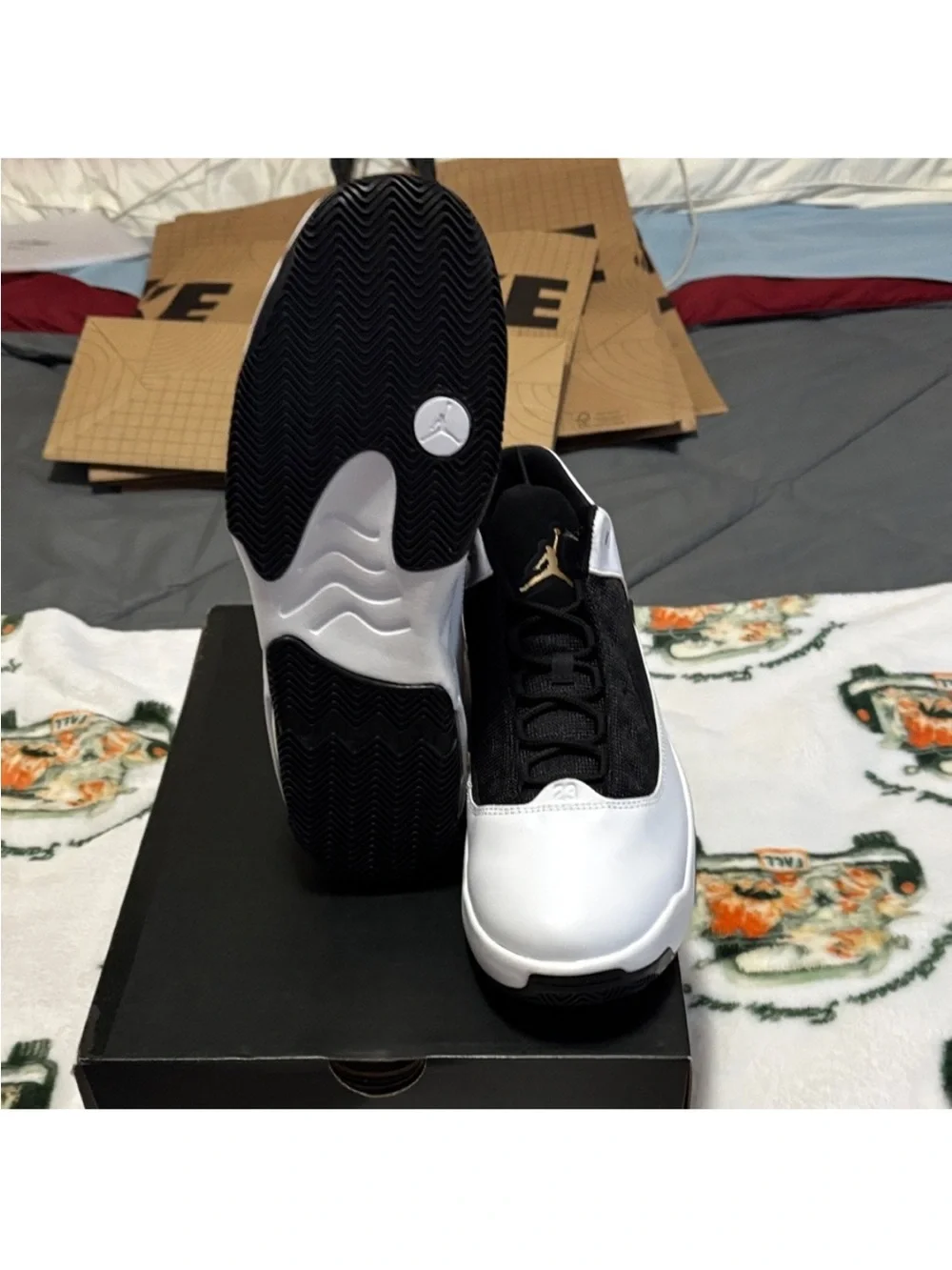 Jordan max arua Men’s Air Jordan Low-Top Sneakers — Black, White & Gold
